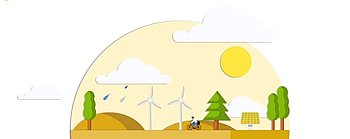 Afbeelding met zon, bomen en windmolens