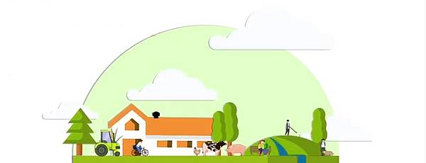 Transformatie buitengebied Afbeelding met boerderij, dieren, rivier en golfbaan