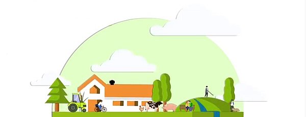 Transformatie buitengebied Afbeelding met boerderij, dieren, rivier en golfbaan