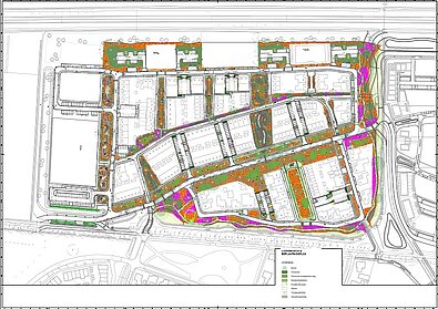 Plattegrond van de wijk Loverbosch fase 3 met inrichtingsplan