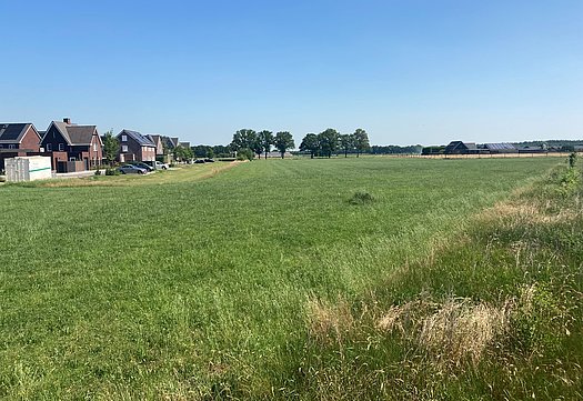 Grasland waar de woningen gebouwd worden.