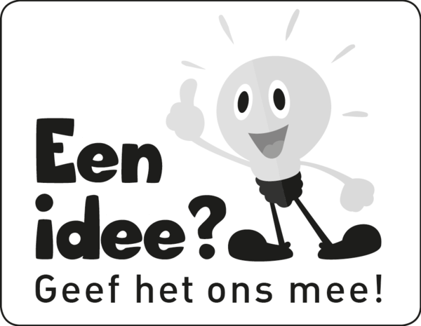 cartoon gloeilampje cartoon gloeilampje met tekst: Een idee? Geef het ons mee!